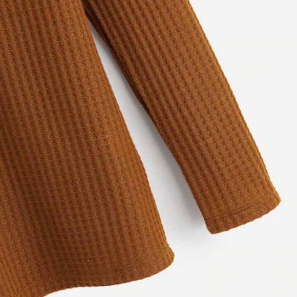 LAST ONE SALE Waffle Knit Half Button Long Sleeve - Picture 3 of 5